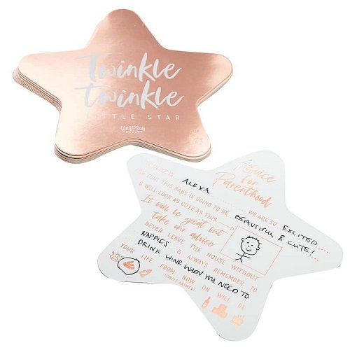 Rose Gold Baby Girl Shower - Twinkle Star Advice Cards